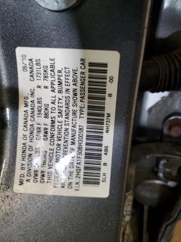 2HGFA1F50BH300587 - 2011 HONDA CIVIC LX GRAY photo 12