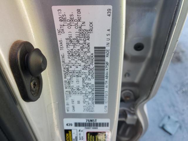 5TFLU4EN6DX070239 - 2013 TOYOTA TACOMA DOUBLE CAB SILVER photo 12