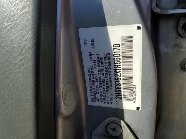 2HGES162X1H560170 - 2001 HONDA CIVIC DX 银色 照片 12