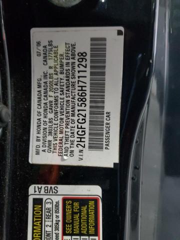 2HGFG21586H711298 - 2006 HONDA CIVIC SI BLACK photo 12