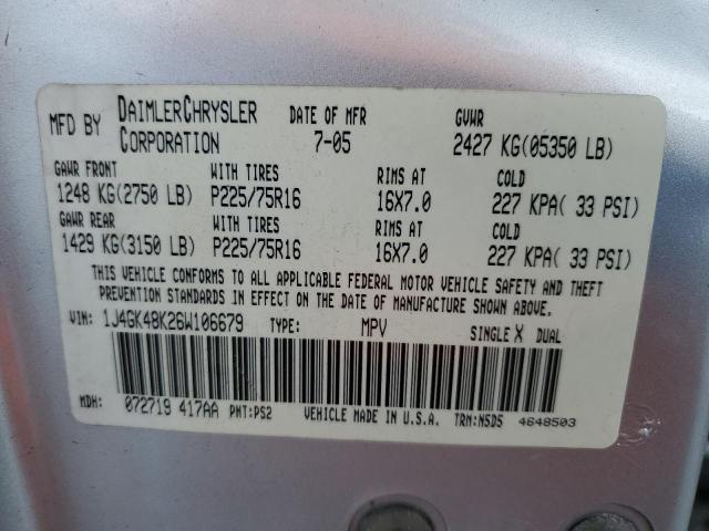 1J4GK48K26W106679 - 2006 JEEP LIBERTY SPORT ვერცხლისფერი ფოტო 13