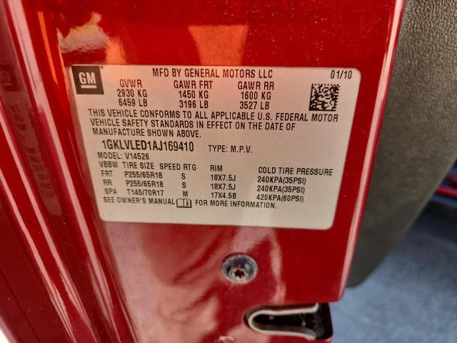 1GKLVLED1AJ169410 - 2010 GMC ACADIA SLE Rot Foto 13