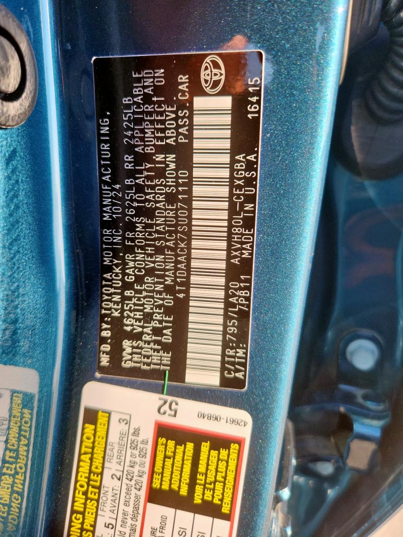 4T1DAACK7SU071110 - 2025 TOYOTA CAMRY XSE Mavi foto 12