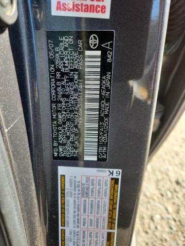 JTNBE46K373117411 - 2007 TOYOTA CAMRY CE GRAY photo 12