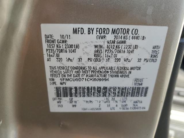 1FMCU0D71CKB09998 - 2012 FORD ESCAPE XLT თაფლისფერი ფოტო 13