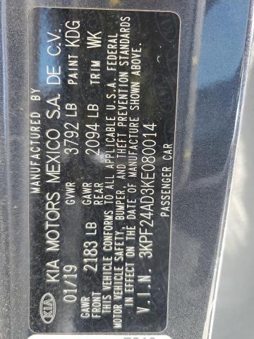 3KPF24AD3KE080014 - 2019 KIA FORTE FE Grafit fotoğraf 12