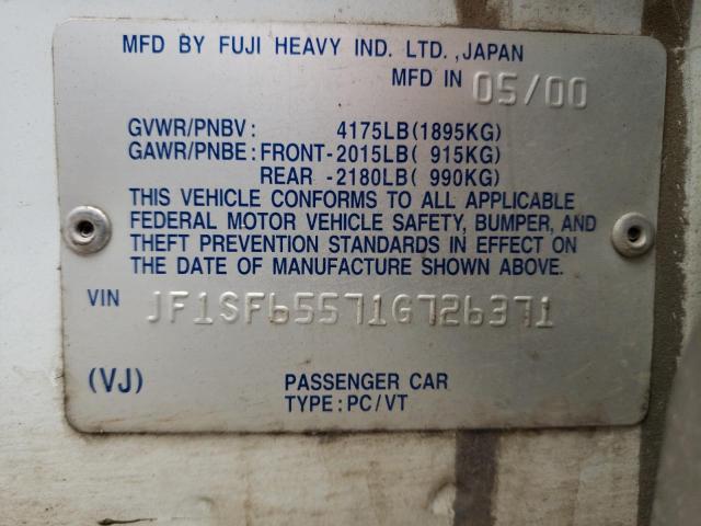 JF1SF65571G726371 - 2001 SUBARU FORESTER S WHITE photo 14