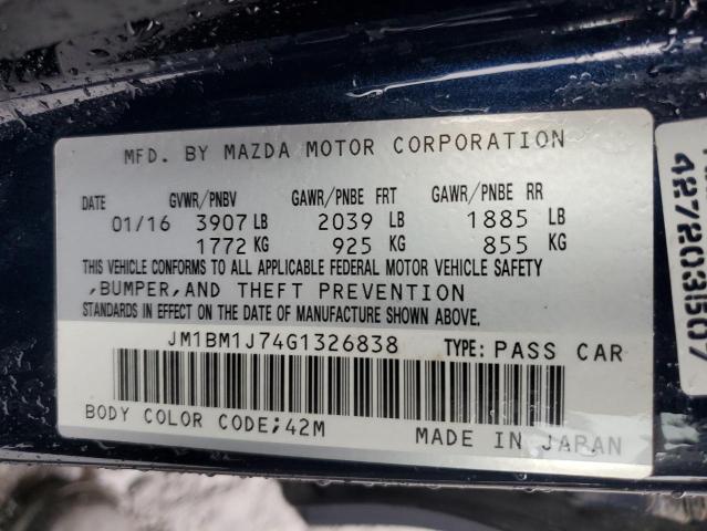 JM1BM1J74G1326838 - 2016 MAZDA 3 SPORT 蓝色 照片 12