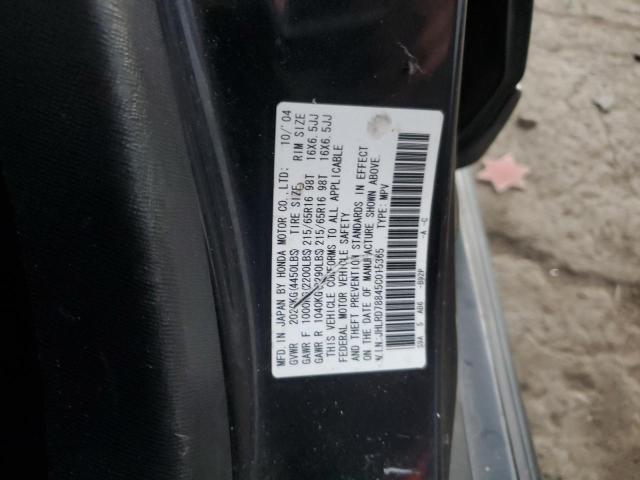 JHLRD78845C015365 - 2005 HONDA CR-V EX BLACK photo 12