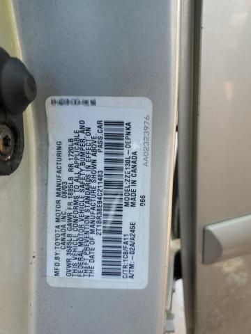 2T1BR38E94C211483 - 2004 TOYOTA COROLLA CE GRAY photo 13
