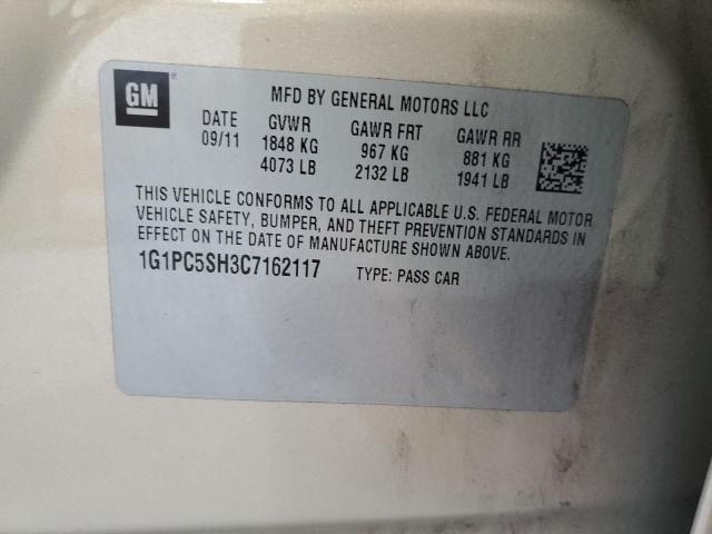 1G1PC5SH3C7162117 - 2012 CHEVROLET CRUZE LS TAN photo 12