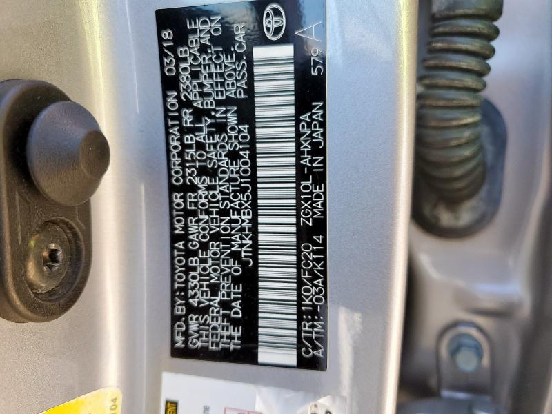 JTNKHMBX5J1004104 - 2018 TOYOTA C-HR XLE Gümüş foto 12