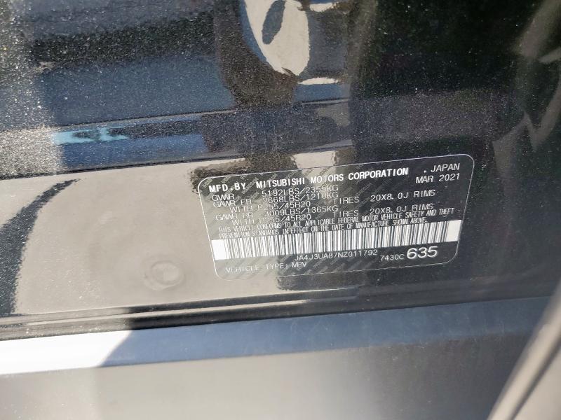 JA4J3UA87NZ011792 - 2022 MITSUBISHI OUTLANDER SE BLACK photo 14