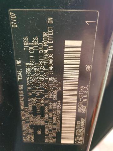 5TFBV54177X019544 - 2007 TOYOTA TUNDRA DOUBLE CAB SR5 BLACK photo 12