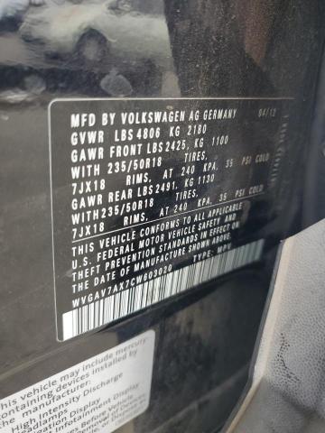 WVGAV7AX7CW603020 - 2012 VOLKSWAGEN TIGUAN S Siyah fotoğraf 14