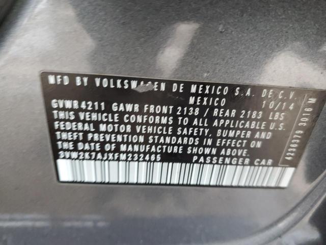 3VW2K7AJXFM232465 - 2015 VOLKSWAGEN JETTA BASE ლურჯი ფოტო 12