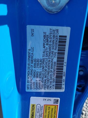 19XFL1H82NE015048 - 2022 HONDA CIVIC SPORT TOURING BLUE photo 13