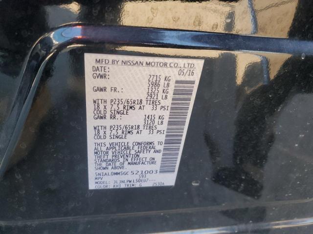 5N1AL0MM5GC521003 - 2016 INFINITI QX60 BLACK photo 13