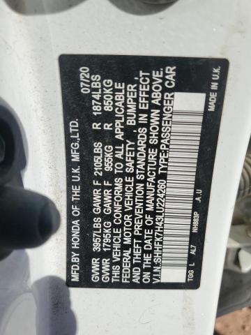 SHHFK7H43LU224260 - 2020 HONDA CIVIC SPORT 白色 照片 12