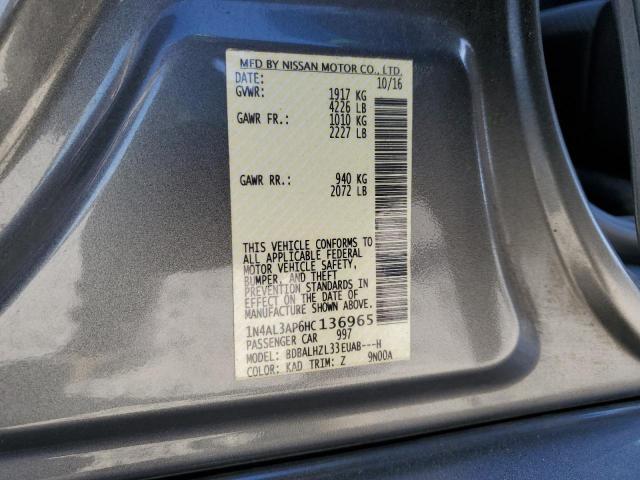 1N4AL3AP6HC136965 - 2017 NISSAN ALTIMA 2.5 ნაცრისფერი ფოტო 12