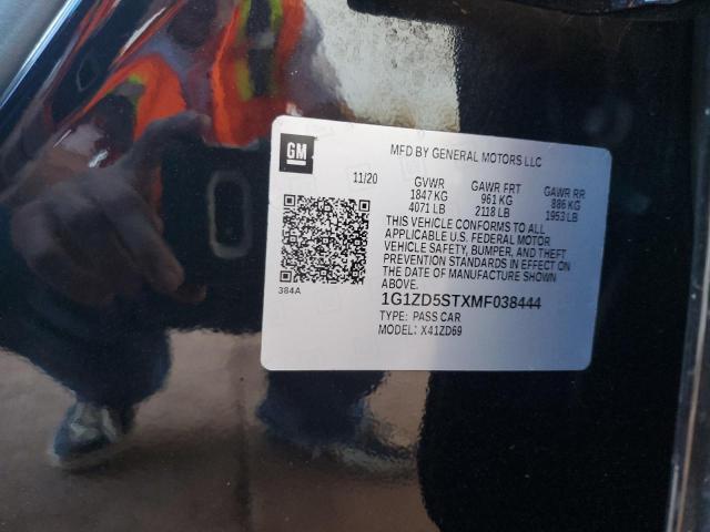 1G1ZD5STXMF038444 - 2021 CHEVROLET MALIBU LT შავი ფოტო 12