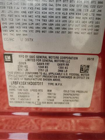 LRBFX3SX1KD007311 - 2019 BUICK ENVISION PREMIUM BURGUNDY photo 12