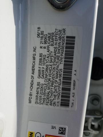 1HGCV1F92JA196725 - 2018 HONDA ACCORD TOURING Ақ фото 12