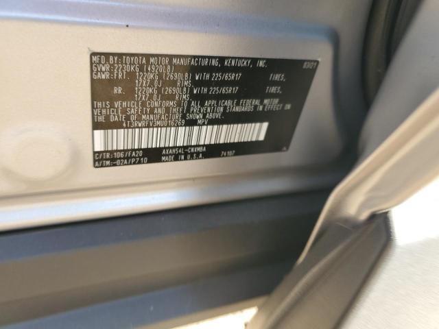 4T3RWRFV3MU016269 - 2021 TOYOTA RAV4 XLE Gümüş foto 12