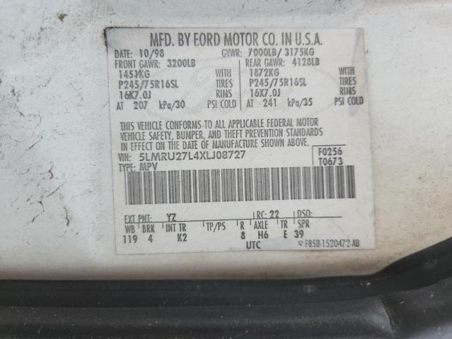 5LMRU27L4XLJ08727 - 1999 LINCOLN NAVIGATOR Blanco foto 13