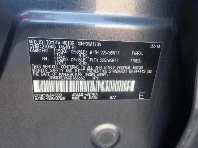 JTMRFREV6GD186662 - 2016 TOYOTA RAV4 XLE GRAY photo 13