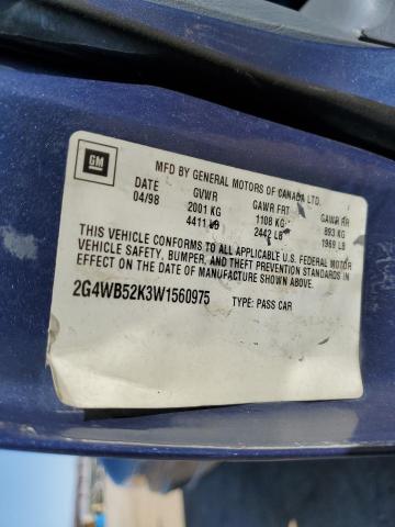 2G4WB52K3W1560975 - 1998 BUICK REGAL LS 蓝色 照片 12