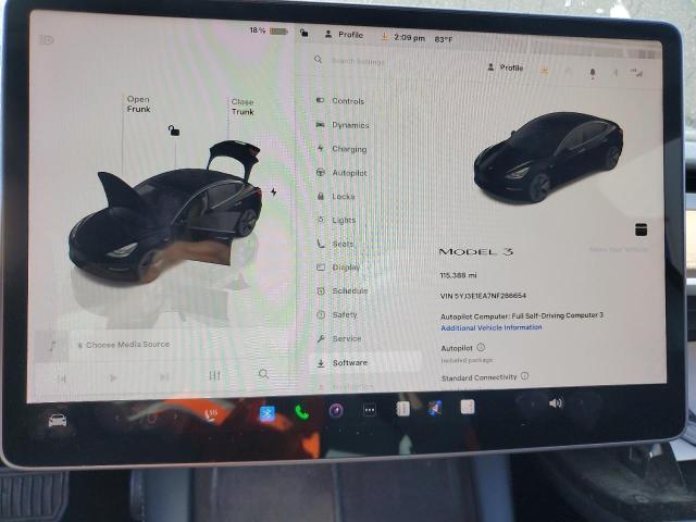 5YJ3E1EA7NF286654 - 2022 TESLA MODEL 3 BLACK photo 9