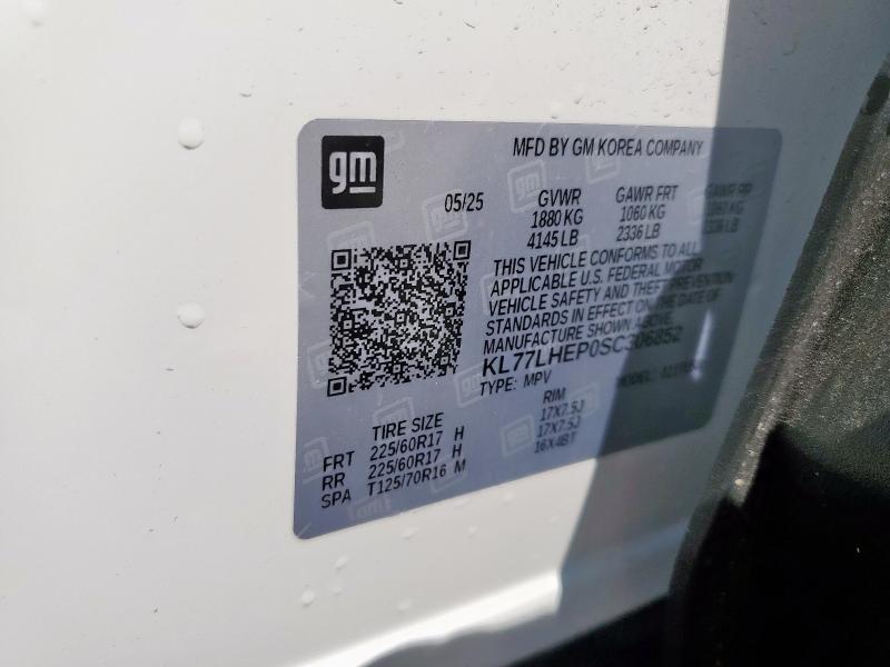 KL77LHEP0SC306852 - 2025 CHEVROLET TRAX 1LT WHITE photo 13