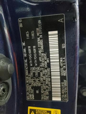 5TDJKRFH6FS194992 - 2015 TOYOTA HIGHLANDER XLE BLUE photo 13