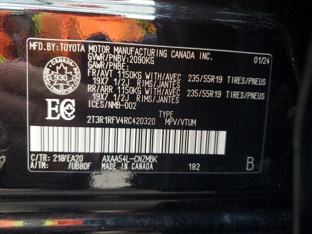 2T3R1RFV4RC420320 - 2024 TOYOTA RAV4 XLE Чорний фото 14