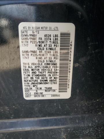 JN8AS5MV0DW112760 - 2013 NISSAN ROGUE S BLACK photo 14