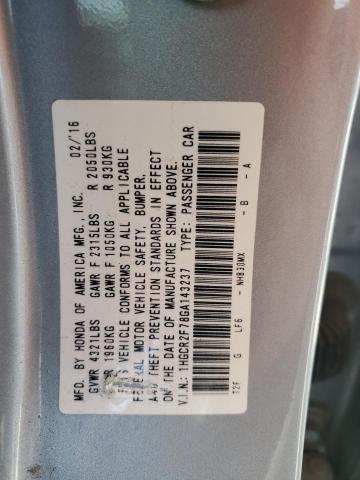 1HGCR2F78GA143237 - 2016 HONDA ACCORD EX Srebrny zdjęcie 13