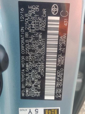 JTDKBRFU9H3036071 - 2017 TOYOTA PRIUS TURQUOISE photo 13