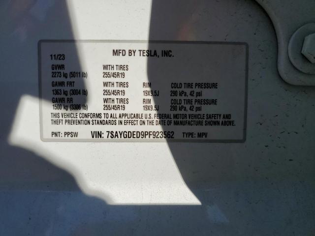 7SAYGDED9PF923562 - 2023 TESLA MODEL Y 白色 照片 13