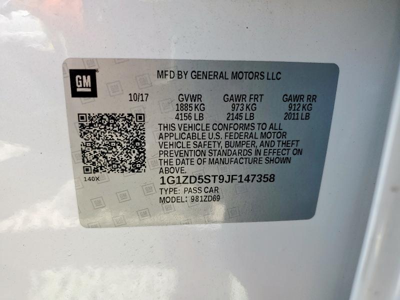 1G1ZD5ST9JF147358 - 2018 CHEVROLET MALIBU LT WHITE photo 12