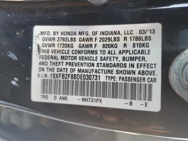19XFB2F88DE030731 - 2013 HONDA CIVIC EX BLACK photo 12