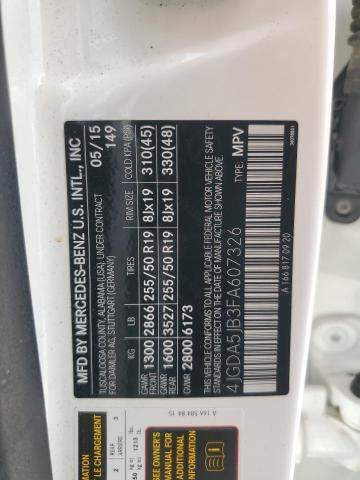 4JGDA5JB3FA607326 - 2015 MERCEDES-BENZ ML 350 Ақ фото 13