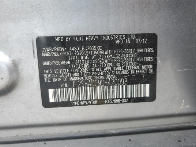 JF2SHADC9DH420098 - 2013 SUBARU FORESTER 2.5X PREMIUM ვერცხლისფერი ფოტო 14