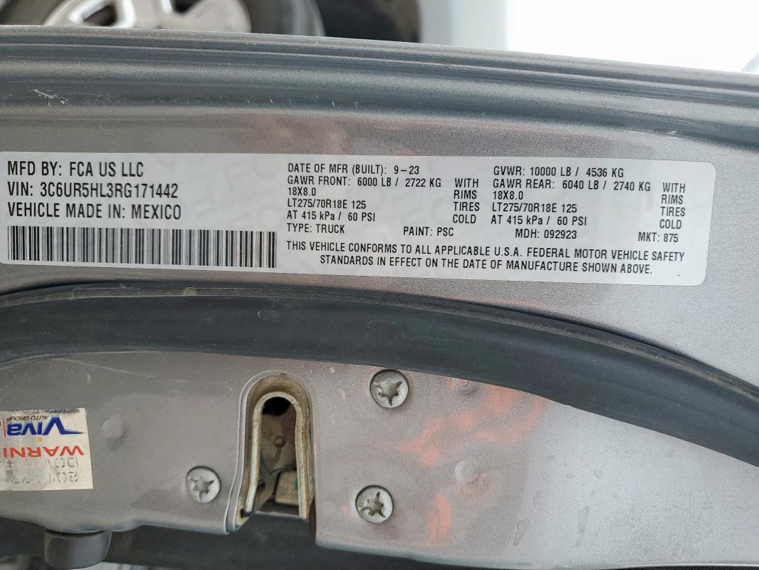 3C6UR5HL3RG171442 - 2024 RAM 2500 TRADESMAN Plata foto 12