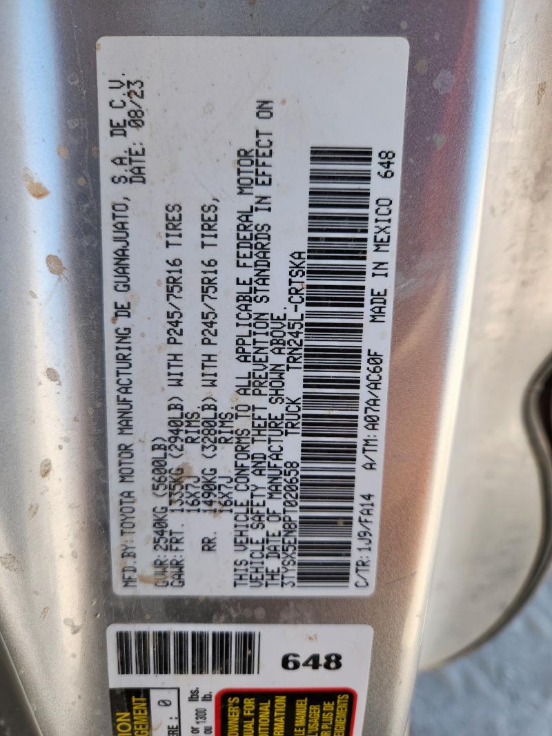 3TYSX5EN8PT020658 - 2023 TOYOTA TACOMA ACCESS CAB SILVER photo 12