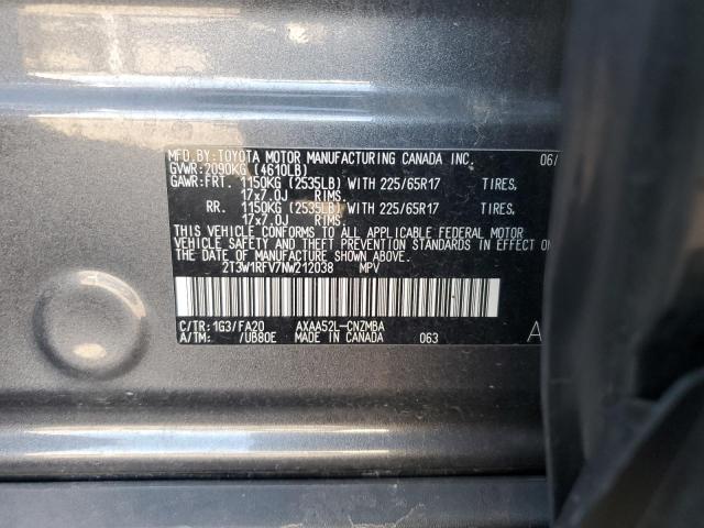 2T3W1RFV7NW212038 - 2022 TOYOTA RAV4 XLE GRAY photo 13