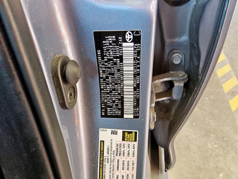 5YFEPMAE4NP303668 - 2022 TOYOTA COROLLA LE Boz foto 13