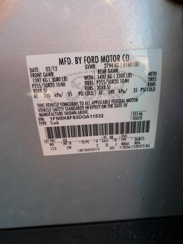 1FM5K8F83DGA11532 - 2013 FORD EXPLORER LIMITED فضي صورة 13