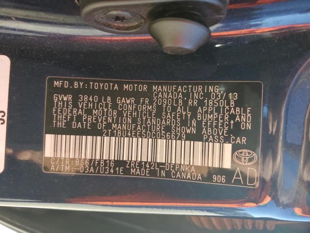 2T1BU4EE5DC056679 - 2013 TOYOTA COROLLA BASE Mavi foto 12