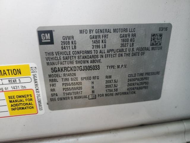 5GAKRCKD7GJ305033 - 2016 BUICK ENCLAVE WHITE photo 14